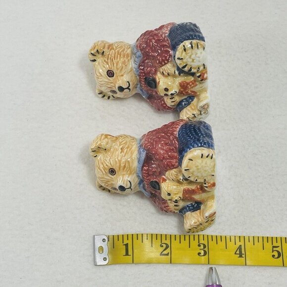 Vintage Gkao Teddy Bear Salt Pepper Shaker Set Ceramic Animal Figure Shape Deco - Picture 9 of 9